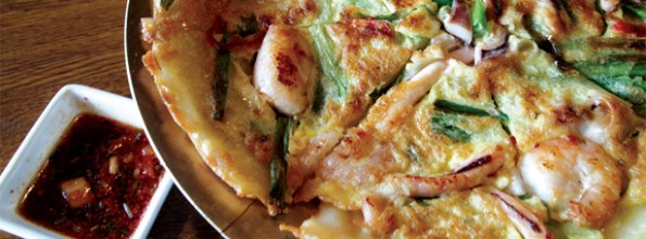 Haemul-pajeon, Seafood Green Onion Pancake Haemul-pajeon, Seafood Green Onion Pancake